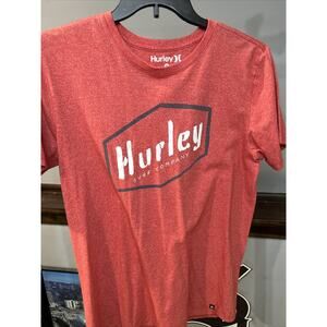 Hurley Shirt Mens M Medium Red Short Sleeve Spellout Premium Fit Casual T Shirt